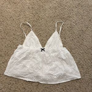 White Eyelet Tank Top